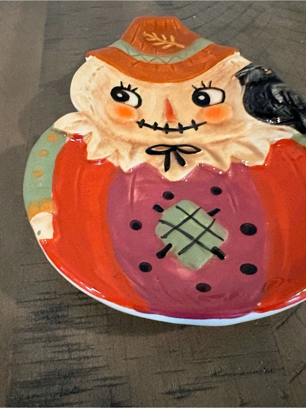 Transpac Johanna Parker Orange Pumpkin Scarecrow Spoon Rest
